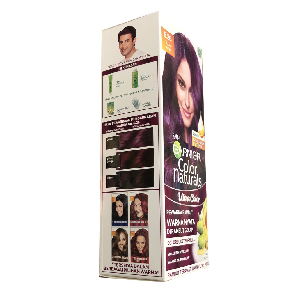 Garnier Color 6.26 Naturals Ultra Color Plum Red Cat Rambut Merah Maroon Ungu Pewarna Hair Color