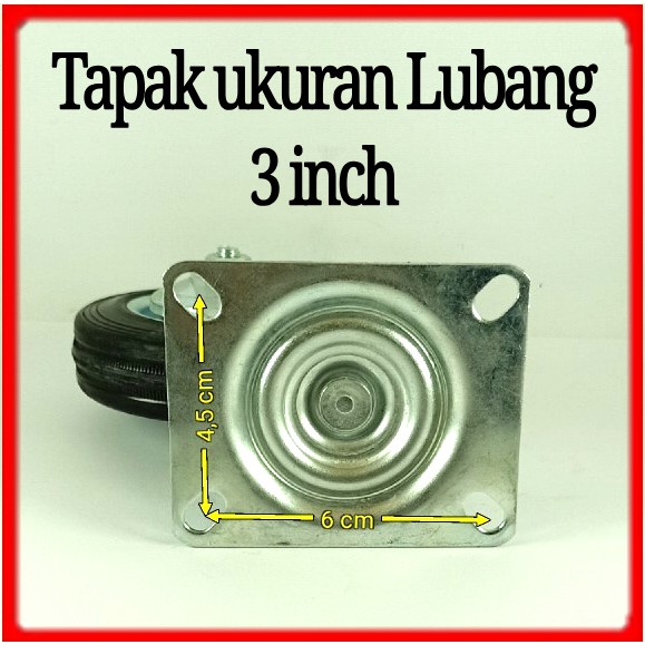 Roda Troli 3&quot;(1set:4pcs Hidup Rem)Roda Karet 3inchi etalase 3 inch roda 3