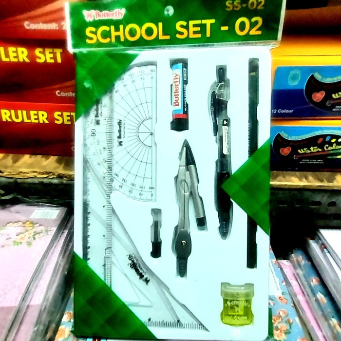 

PAKET ALAT TULIS SEKOLAH 10 IN 1 DENGAN JANGKA BUSUR PENGGARIS PENSIL PULPEN