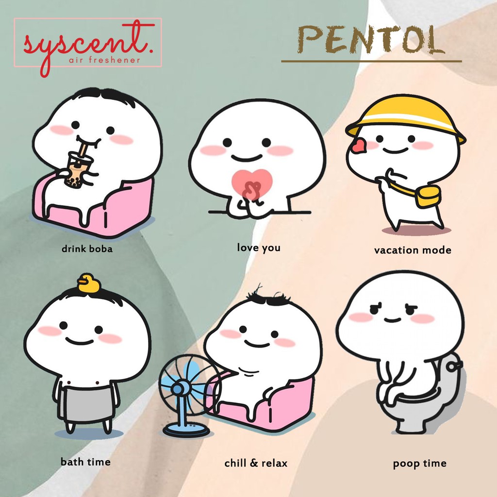SYSCENT AIR FRESHENER (Parfum Mobil / Pengharum Ruangan) Stiker Karakter Pentol