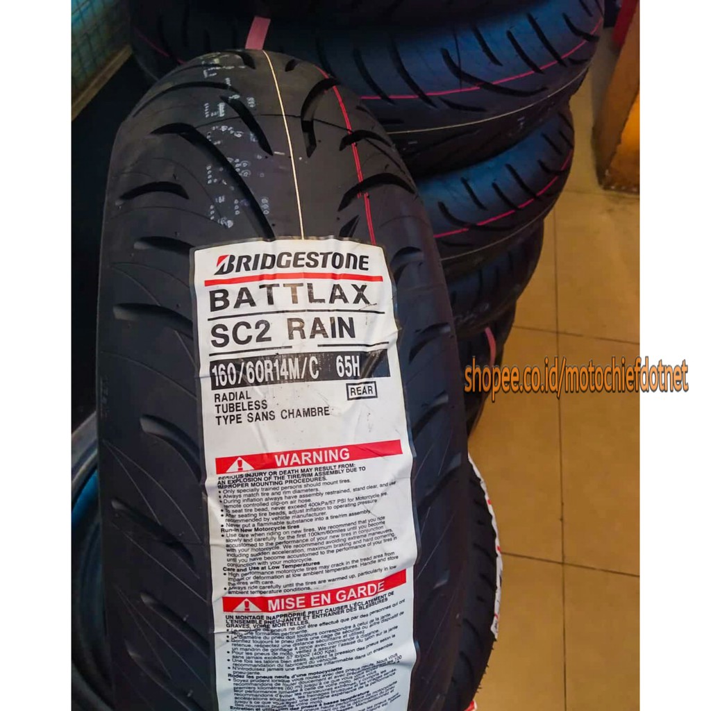 Ban Bridgestone Battlax SC 2 Rain 160/60 - 14 Rear/Belakang Xmax