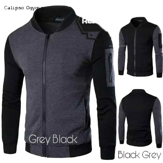 JAKET BOMBER ORIGINAL MOTOR JEANS LEVIS ANIME SWEATER HOODIE - GREY BLACK, L