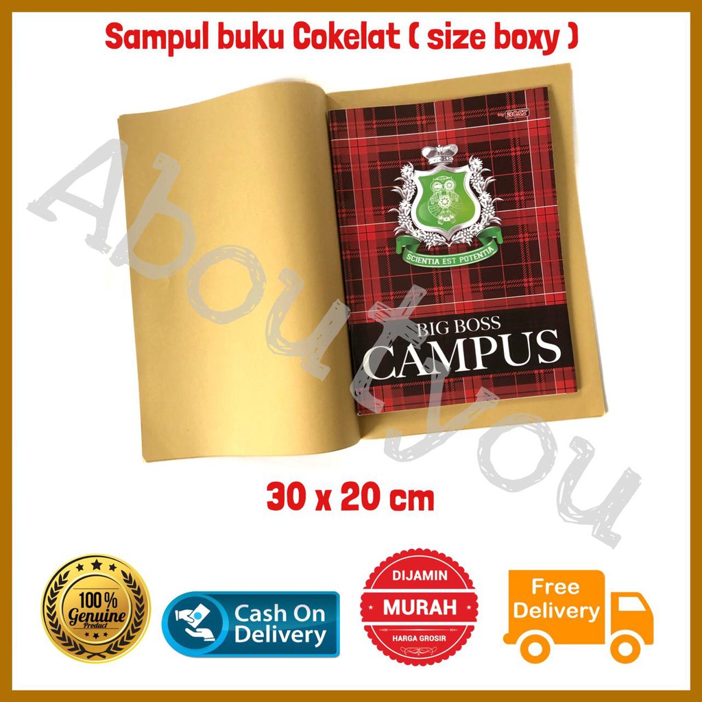 

Sampul Buku Coklat BOXY samson tebal POLOS gambar Label Nama 20 lembar