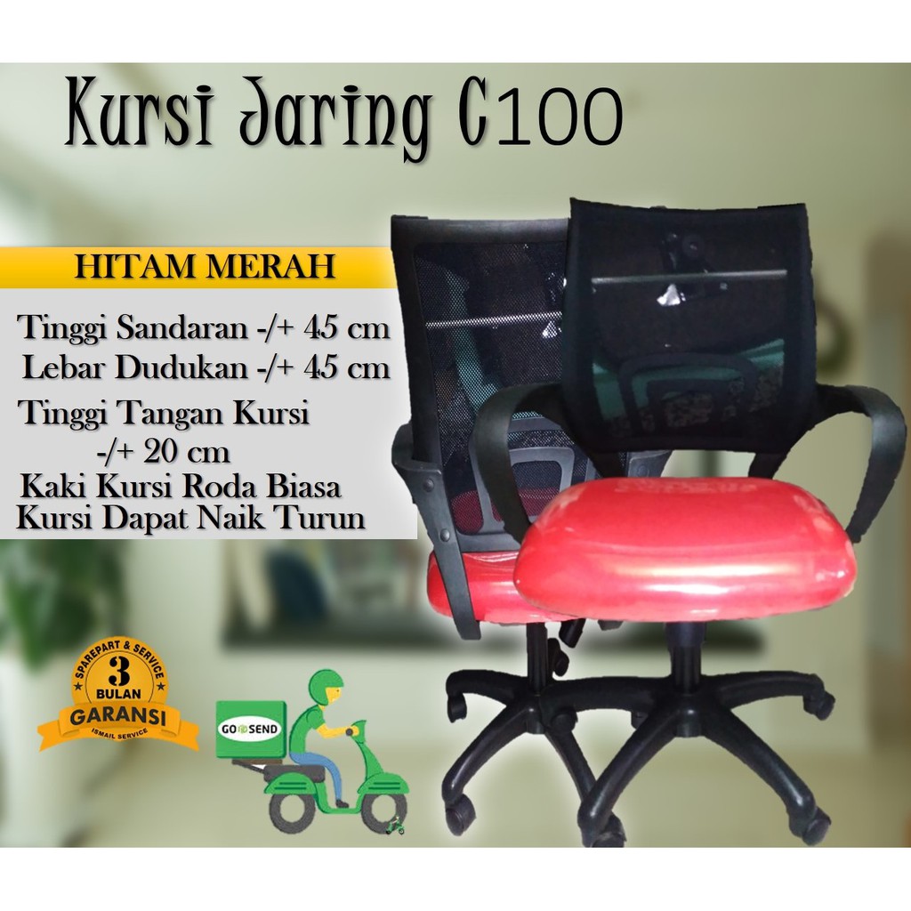 Cuci Gudang Kursi Kantor Jaring C100 - Jaring Hitam Dudukan Merah, Termurah, Bergaransi, Costume