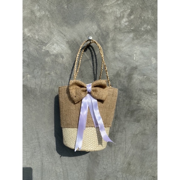 NOEI CRAFT BURLAP PANDAN COMBI HAMPERS BAG | TAS PANDAN GONI NOEI | HAMPERS BAG GONI | TAS HAMPERS P