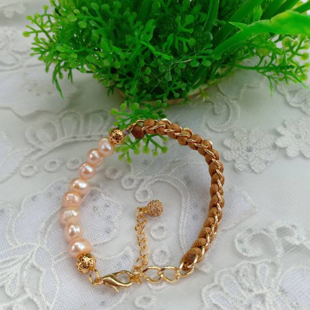 Gelang mutiara tawar tali coker