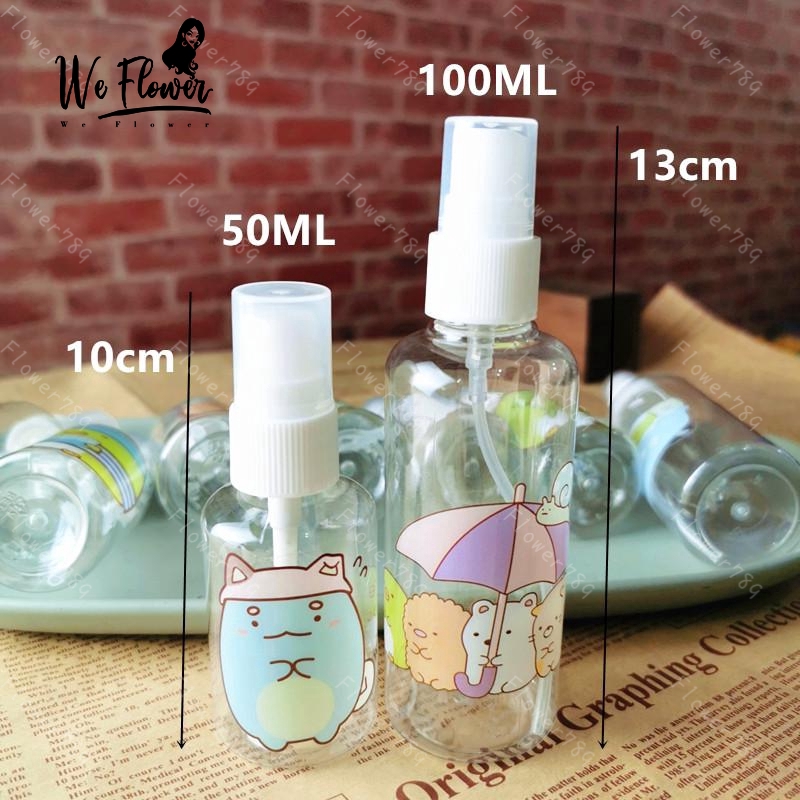 Sumikko Gurashi Botol Spray Kosong 50ml/100ml Bahan Plastik Motif Kartun Untuk Parfum