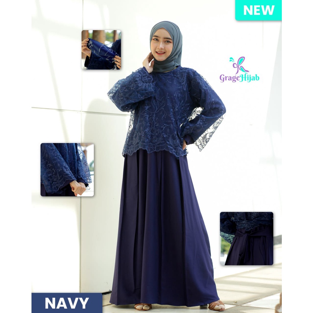 DRESS BROKAT GHAIDA Mix itycrepe premium Maxi pesta terbaru mewah simpel looks kondangan seragaman