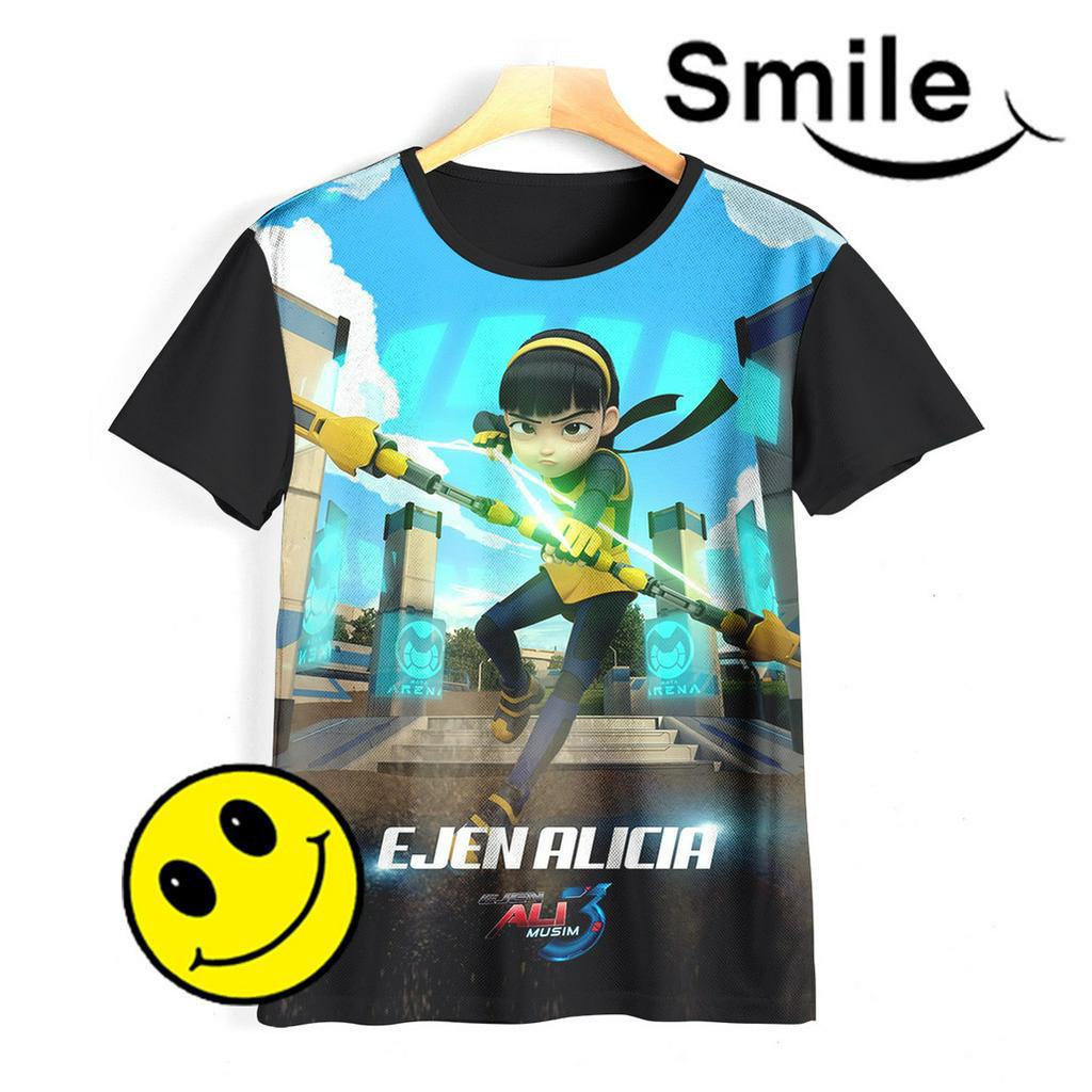 Kaos Anak Ejen Alicia Baju 3D Ejen Alicia Hero Ejen Ali 02EAC002 Untuk Usia 1-12 Tahun - SmileyArea