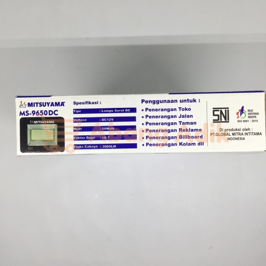 Lampu Sorot LED DC 50 Watt / Lampu Tembak LED IP65 50 Watt DC Mitsuyama MS-9650DC Floodled Cahaya