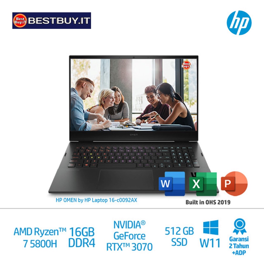 LAPTOP HP OMEN 16 C0092AX R7-5800H 16GB 512GB RTX3070 16" 144Hz W11