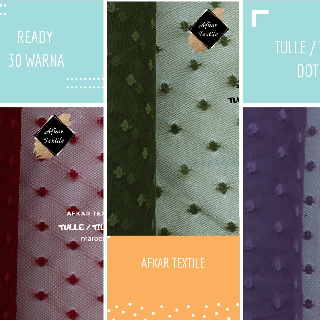 Kain Tile Dot Halus Original Import - Kain Tulle Dotty [Tidak Jual KW] - Lebar Kain 1.5 Meter