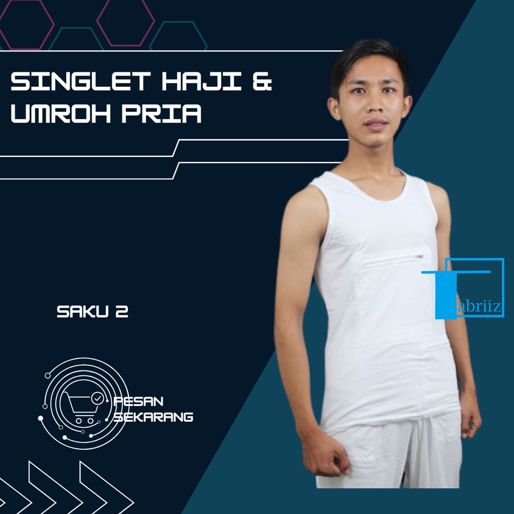 Singlet Kaos Pria Jumbo Kaos Dalam Sleting Tanpa Lengan Perlengkapan Haji Dan Umroh Bahan Kaos Katun