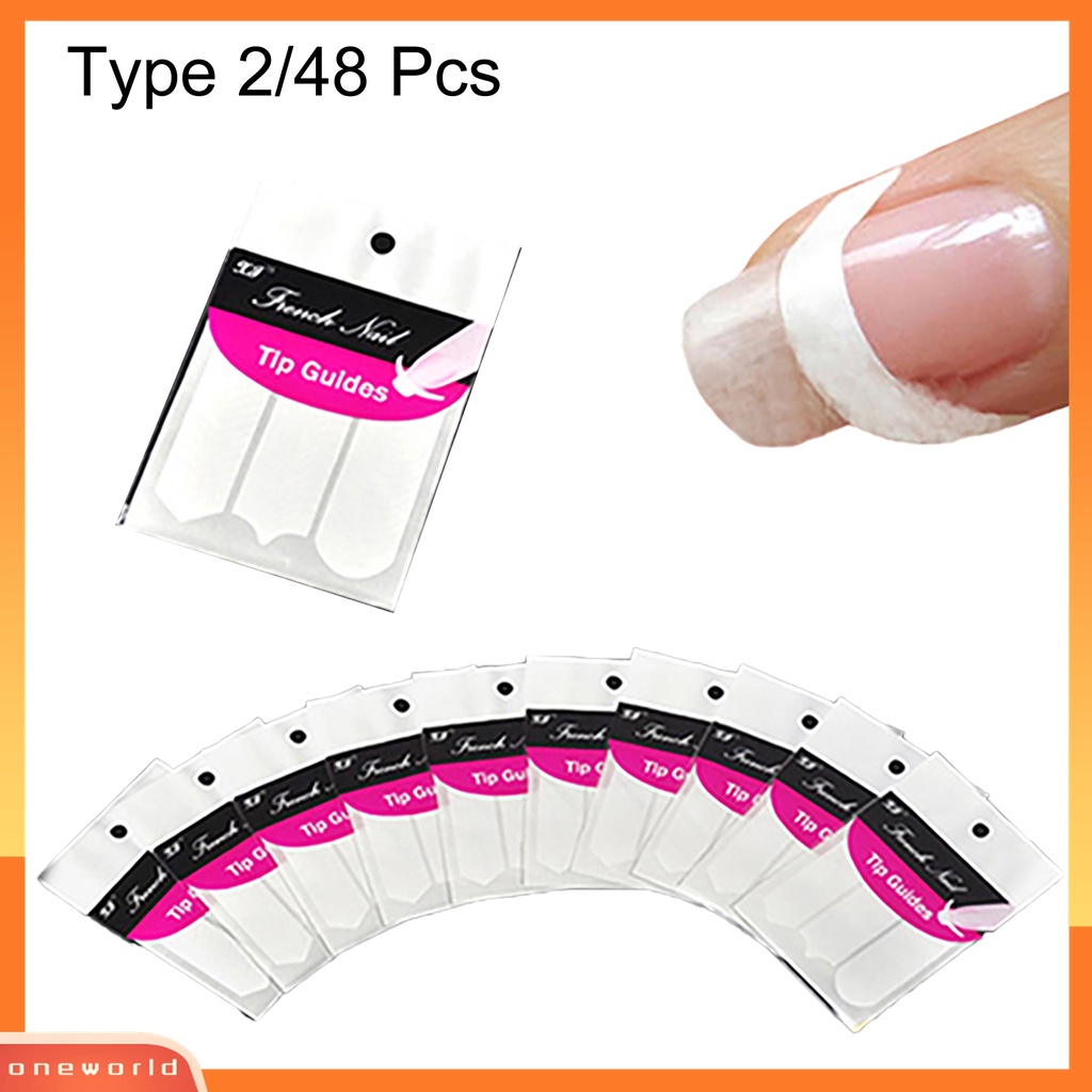 (ONWO) 48pcs Stiker Stensil Panduan Hias Kuku Untuk French Manicure DIY