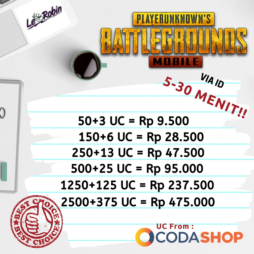 UC PUBG Codashop Via ID Legal Dan Cepat Shopee Indonesia