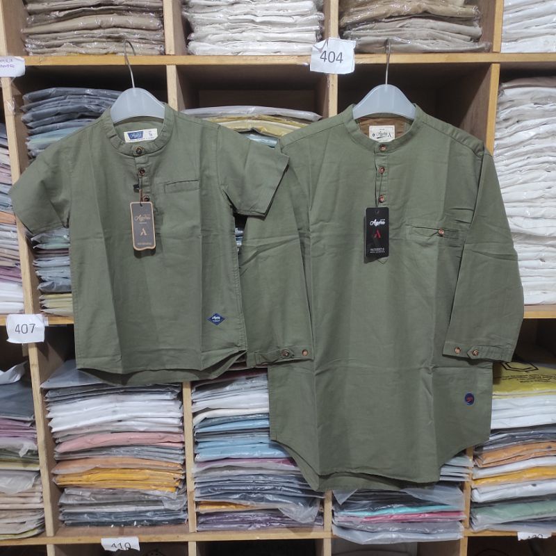 BAJU KEMEJA KOKO KEMKO COUPLE PASANGAN AYAH LENGAN 3/4 ANAK LENGAN PENDEK ORIGINAL TERBARU AGERA