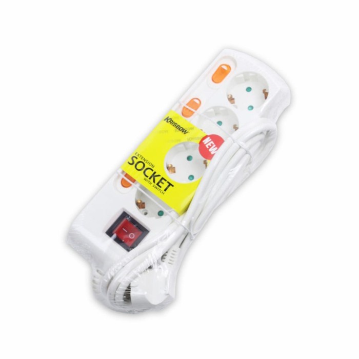 Krisbow Stop Kontak 4 Socket - colokan listrik 4 lubang krisbow - sambungan kabel 4 colokan