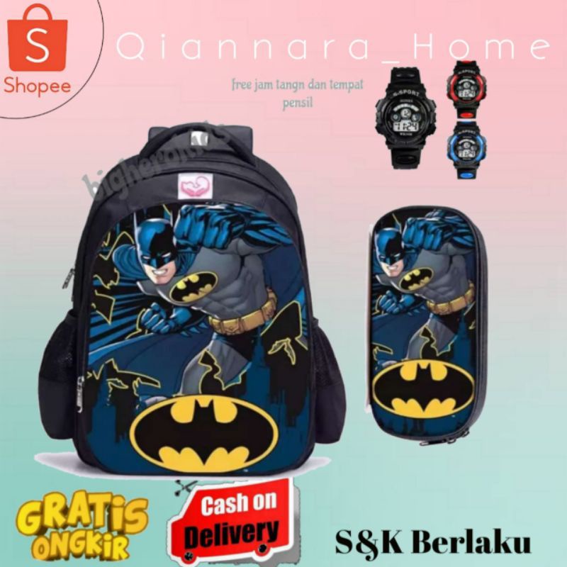 Tas Ransel Sekolah Anak Laki Laki TK SD karakter Batman /Tas Anak