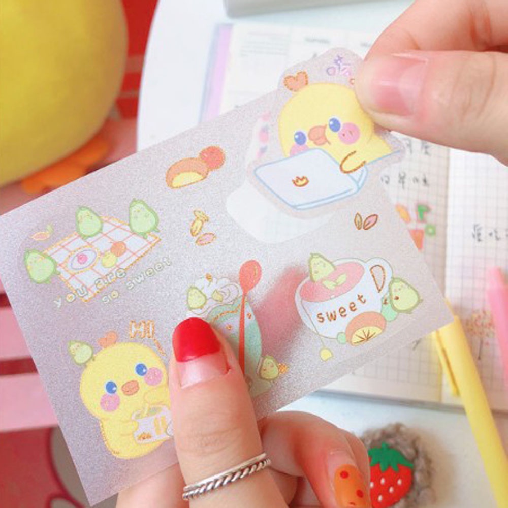 ELEGANT 13pcs/set Scrapbooking Sticker Set Cute Kawaii Decorative Sticker Masking Tape DIY Scrapbooking Bear Bunny Rabbits Unicorn Duck Cat Gift Box Stationery Prince Princess Dessert Adhesive Decals