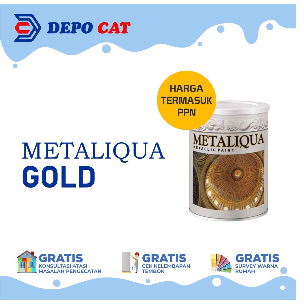 Cat Tembok, Kayu & Besi Warna Emas Metaliqua