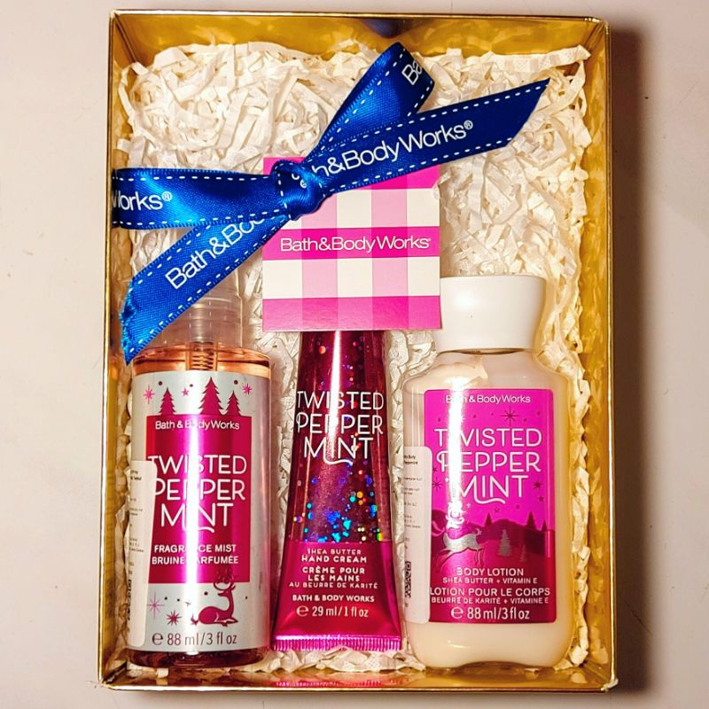 BATH &amp; BODY WORKS BBW TWISTED PEPPERMINT PAKET GIFTSET HAMPERS FOR VALENTINE MOTHERS DAY CHINESE LUNAR NEW YEARS EVE EID MUBARAK LEBARAN IDUL FITRI 2IN1 3IN1 4IN1 5IN1 6IN1 7IN1