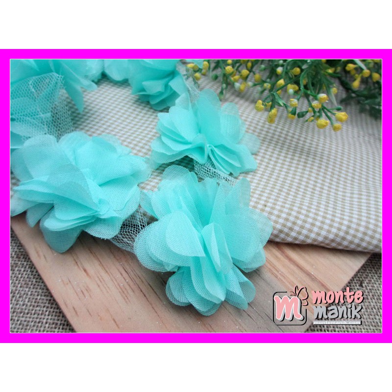 

Bahan Craft Aplikasi Bunga Frill Hijau Tosca (APB-033)