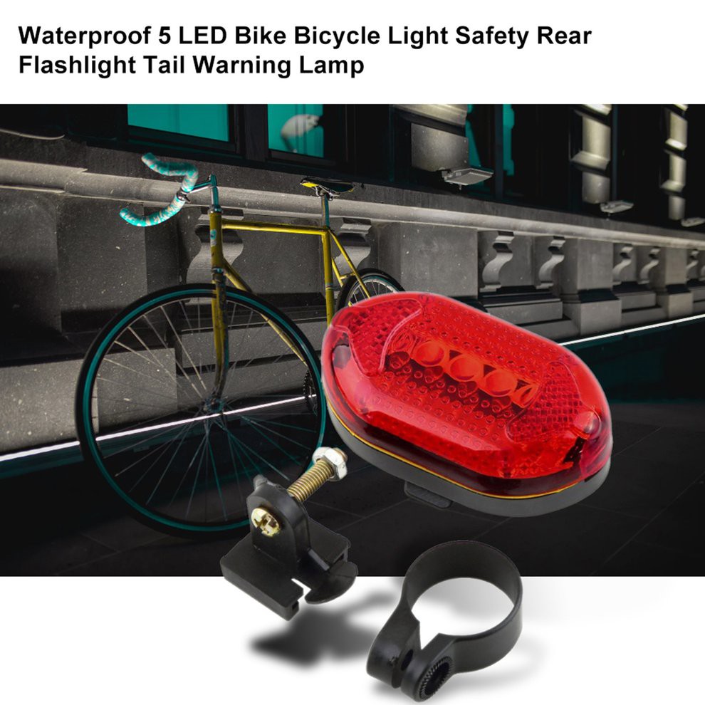 LAMPU SEPEDA Waterproof 5 LED Bike Bicycle Light Safety Flashlight Warning Lamp