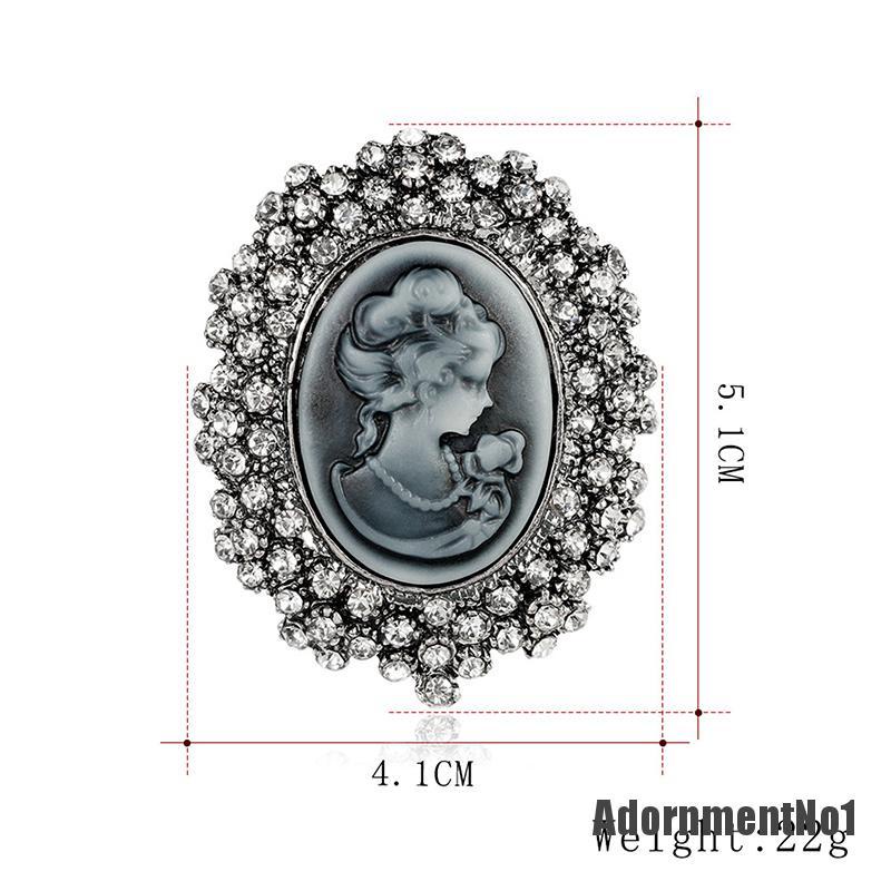 (Adornmentno1) 1pc Bros / Pin Gaya Victoria Motif Cameo Aksen Kristal Untuk Aksesoris Wanita / Pesta Pernikahan