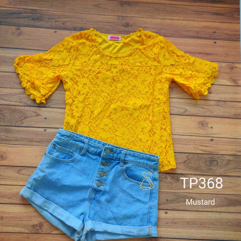 TP368 - BAJU ATASAN LACE WANITA IMPORT LUCU MODERN MURAH