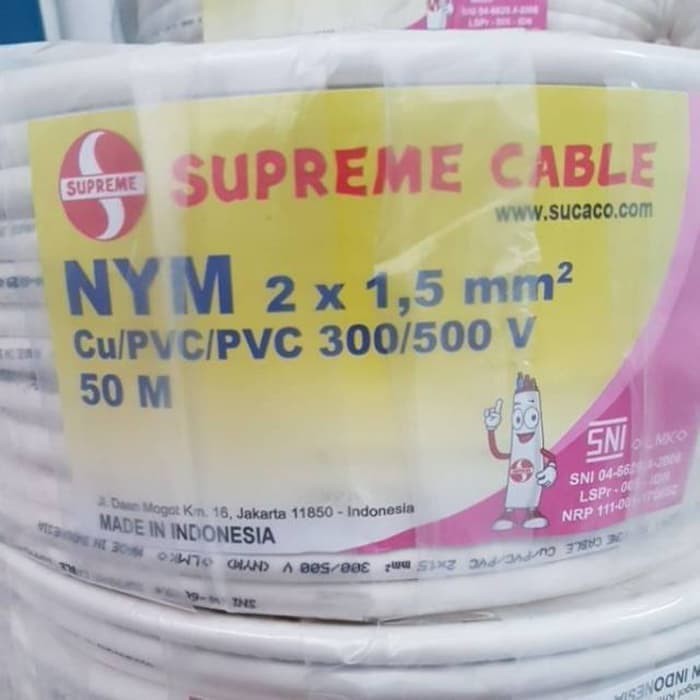 Kabel Supreme NYM 2 x 1,5 roll 50m kabel listrik instalasi