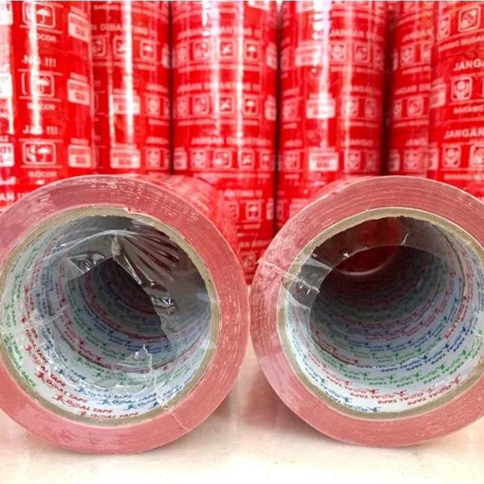 

perekat-pengikat- lakban fragile merah 2" (48mm x 90y) super panjang & murah !!! -pengikat-perekat.