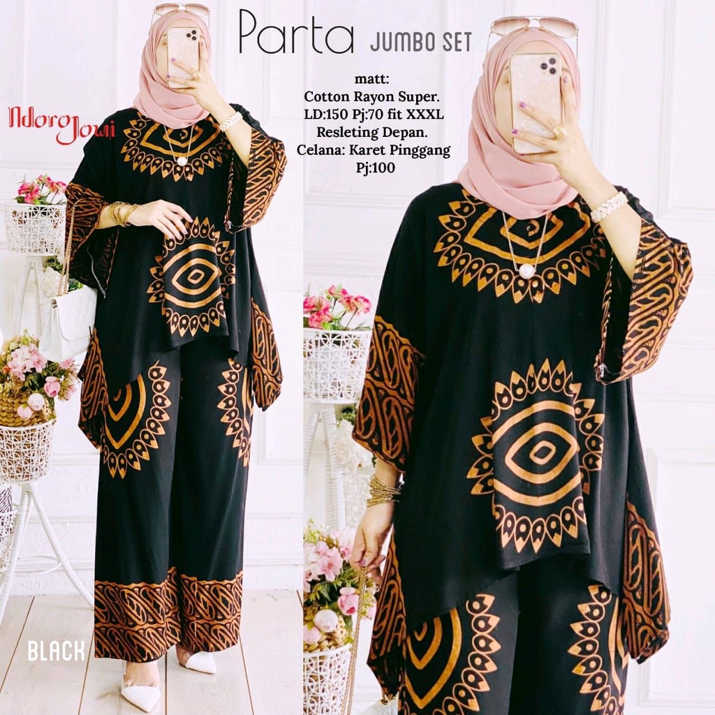 SETELAN RAYON JUMBO LD 135 CM PARTA BIG SET WAKA RESLETING DEPAN BUSUI RAYON SUPER