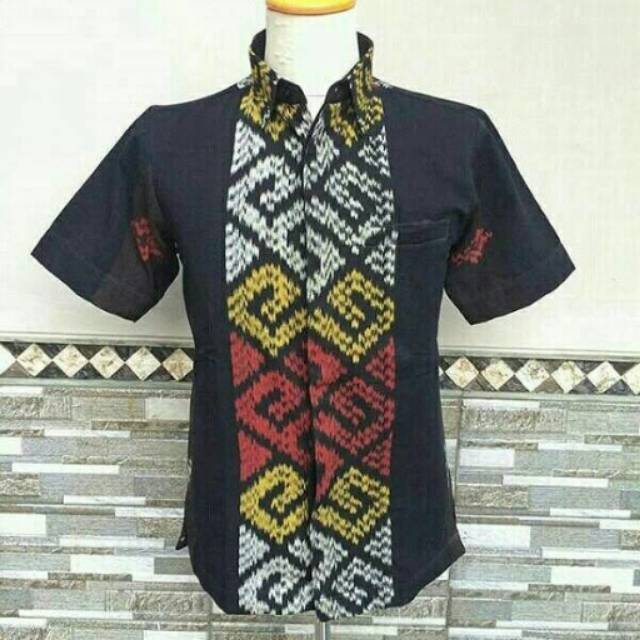 Kemeja tenun Toraja hitam