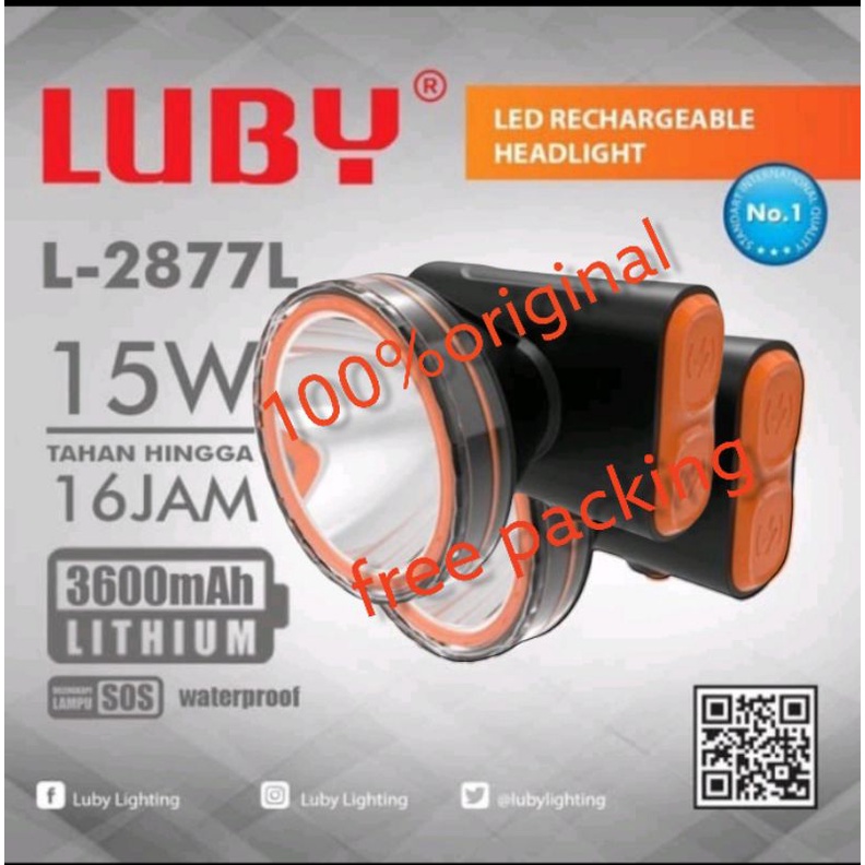 SENTER KEPALA LUBY-WATERPROOF 100M L-2877L/L-2876 10 WATT