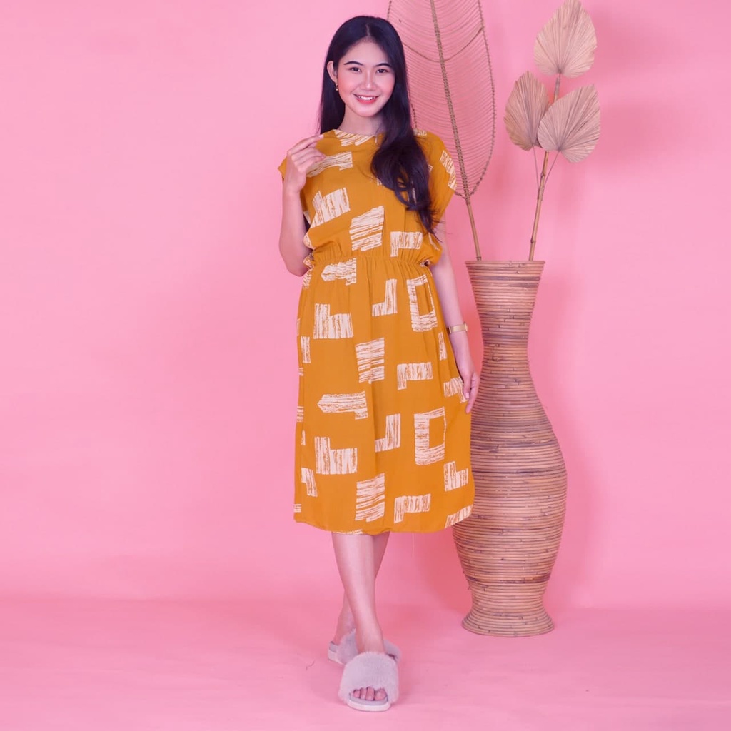 DASTER MANOHARA SANTUNG PAKAIAN BAJU TIDUR MURAH KEKINIAN BATIKWARNA-MHS Wooden kuning