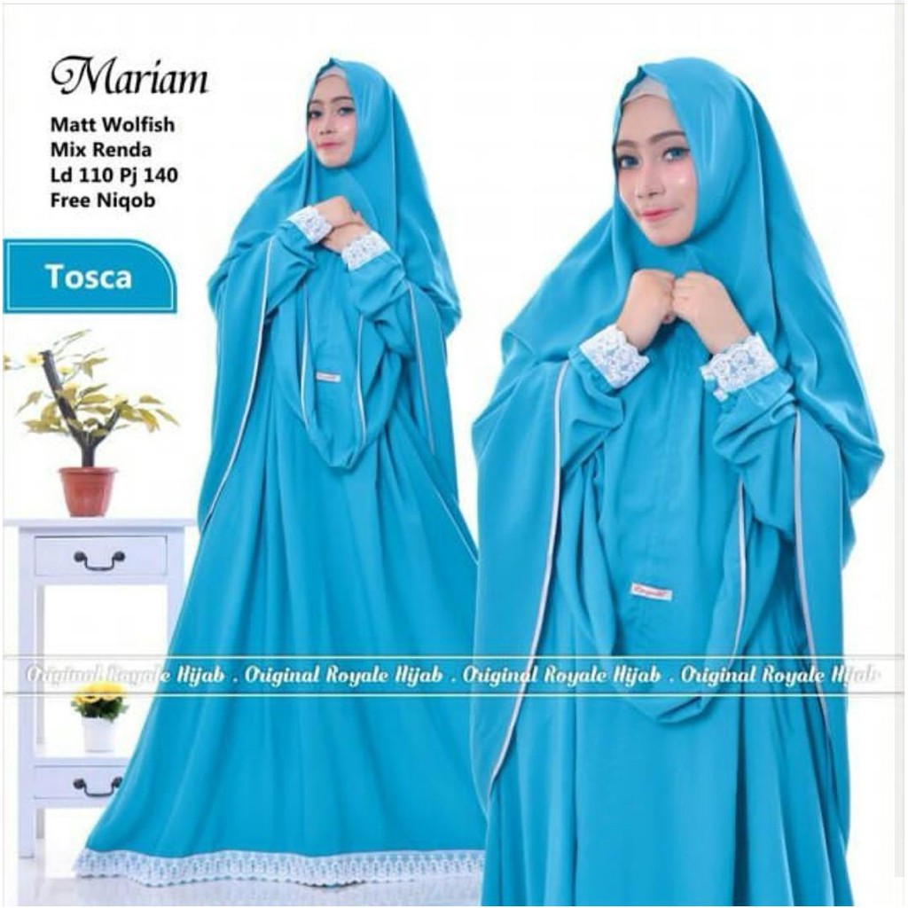 MARIAM SYARI Bahan Wolfice (Free Hijab / Khimar) Gamis Modern Wanita Baju Panjang Stelan Syari