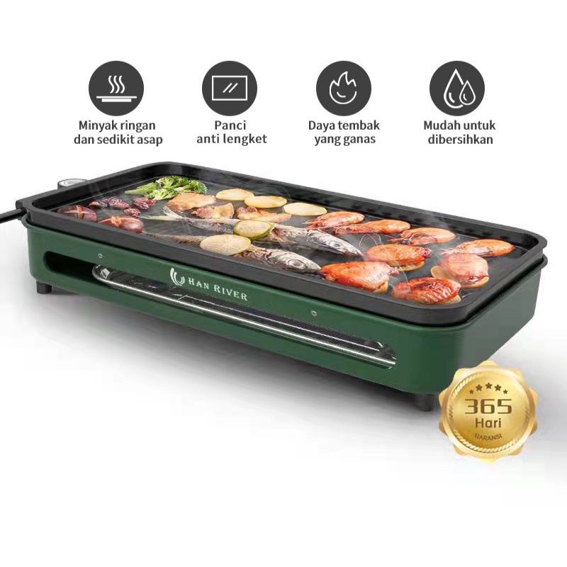 teflon korean elektrik oven listrik memanggang tanpa asap sate ikan daging jagung bakar pemanggang e