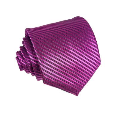 Dasi Pria Slim Bahan Kain Satin Warna Ungu Pink Motif Salur Terbaru