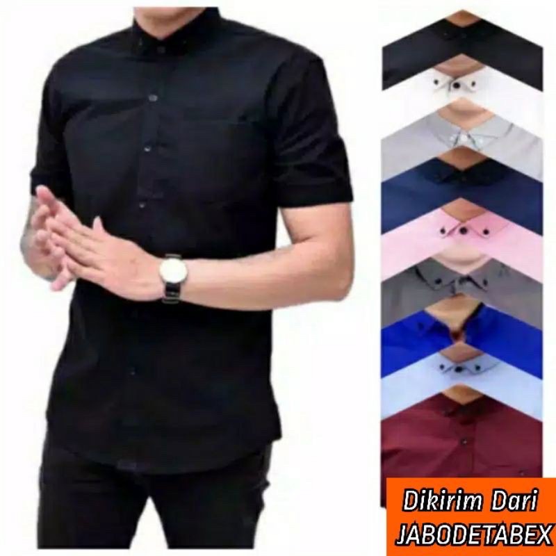 KEMEJA PRIA BOYI TOP MAN LENGAN PANJANG PENDEK KASUAL FORMAL KERJA KANTOR POLOS PUTIH HITAM WHITE