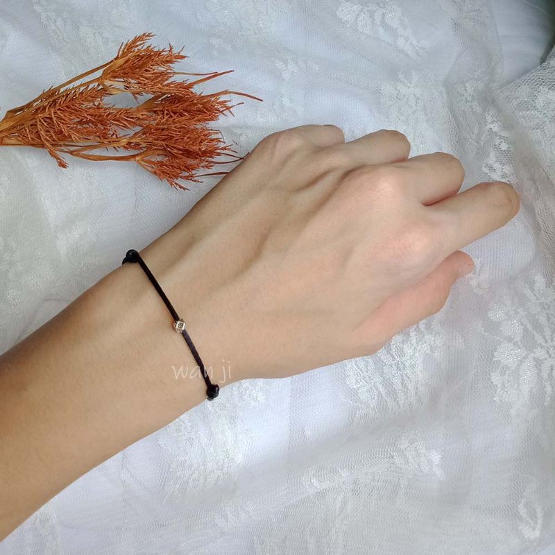 Gelang Couple Persahabatan WISH BRACELET Tali Cina Satin Tiny Cute Simple Magnet