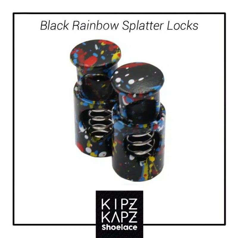 KIPZKAPZ SHOE LOCK LACE / LACE LOCK BLACK RAINBOW METAL - KUNCI TALI SEPATU LOCK LACES