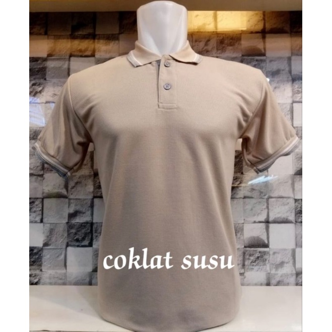 Kaos Kerah Coklat Susu/dewasa Pria/Wanita SMLXLXXL