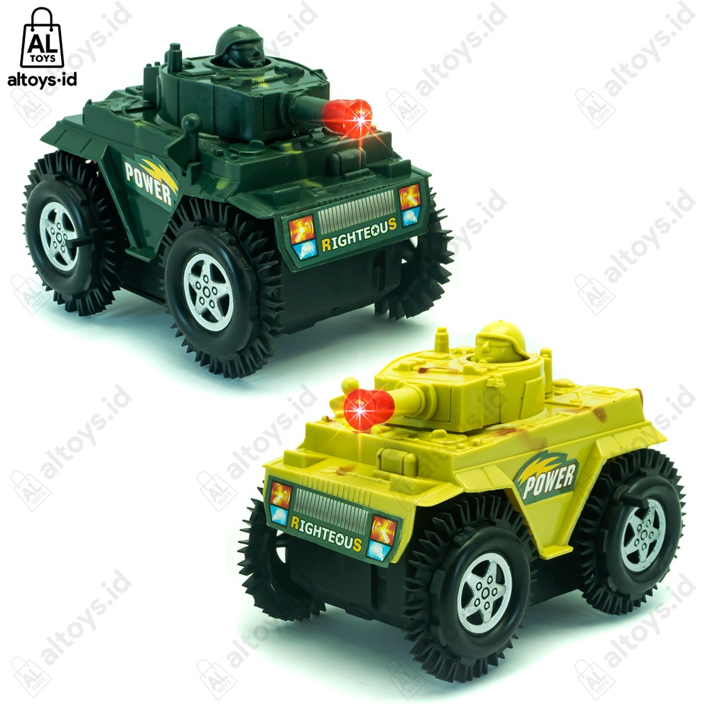 Mainan Anak Mobil Tank Army Jungkir Balik Tumbling Tank Tentara Lampu