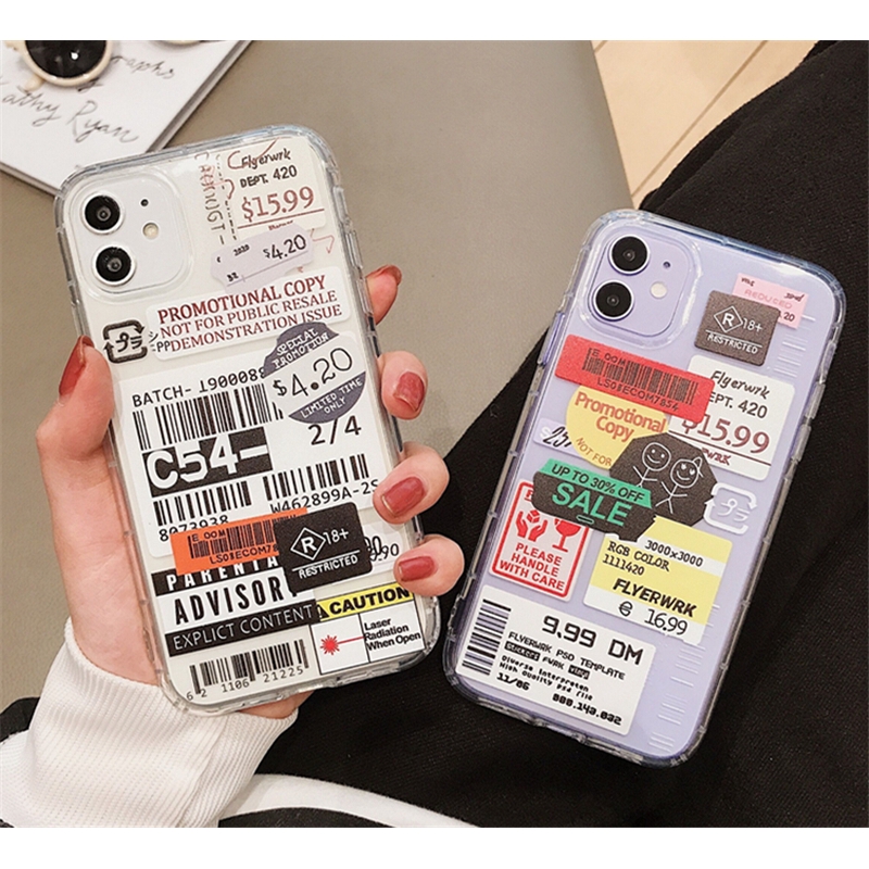 Casing Softcase    Transparan Anti Jatuh Hias Aneka Label