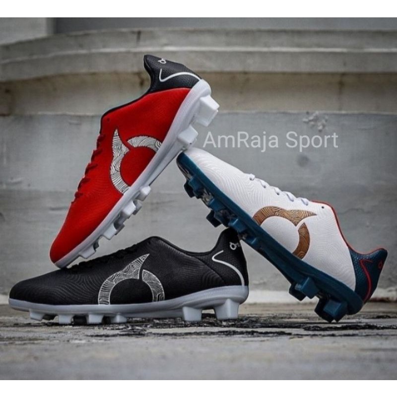 Sepatu Sepakbola Bola Ortuseight Ortus Tempest FG Original Merah Putih Hitam