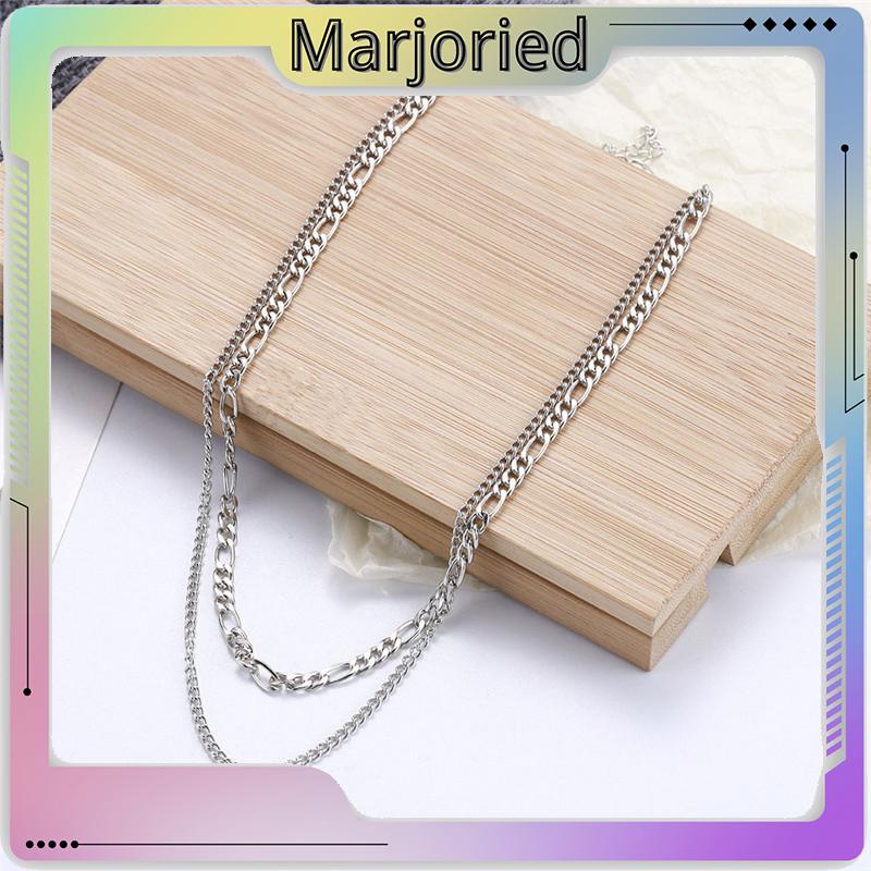 Eropa Retro Double Layer Kalung Fashion Sederhana Wanita Pria Kalung Aksesori-MJD