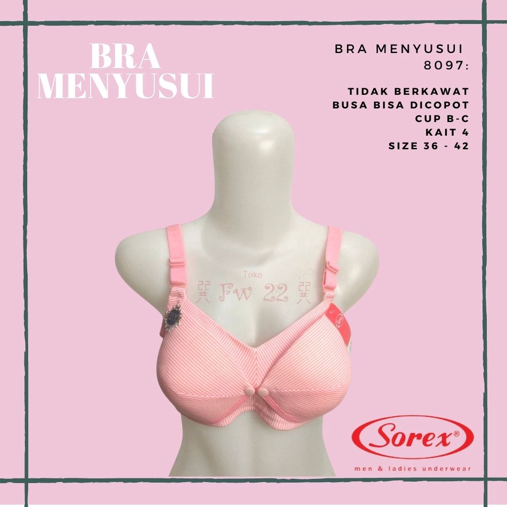 Bra Menyusui Sorex 8097 Model Garis - Garis Tanpa Kawat dengan Bukaan Depan