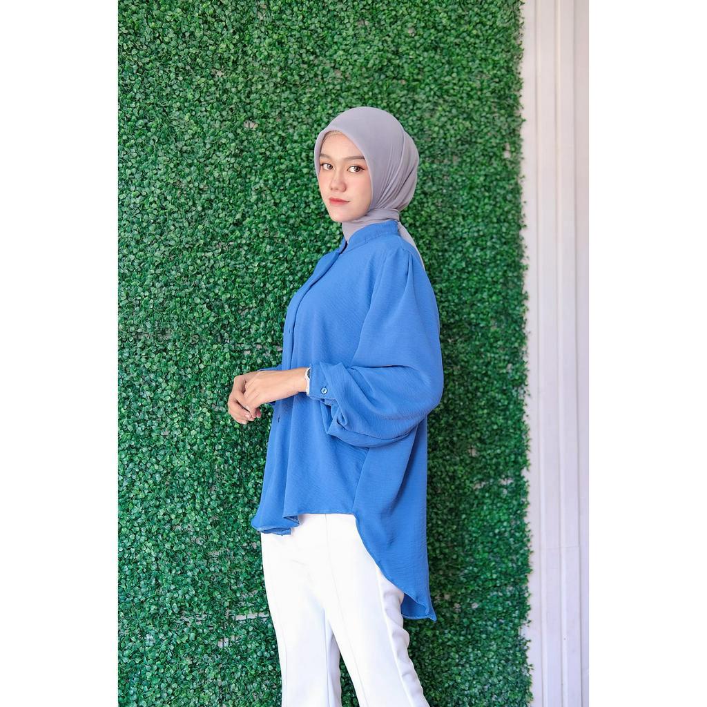 Gewa Kemeja Crinkle Oversized Olivia Shirt - Daily Blouse Oversize Polos - OLIVIA SHIRT KEMEJA WANITA OVERSIZED LINEN