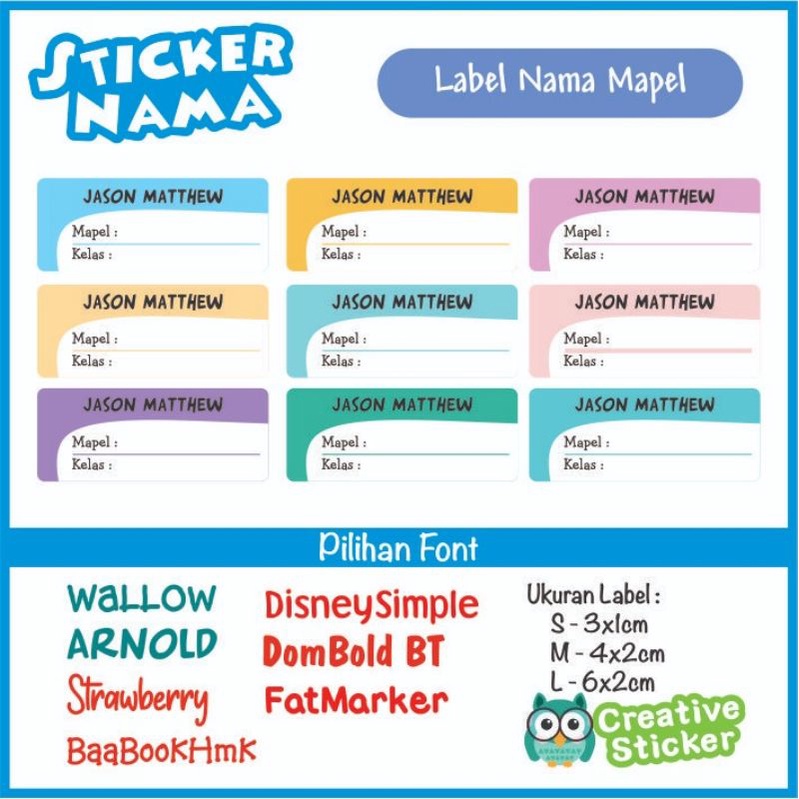 

Sticker Mapel Label Nama Mapel Stiker nama anak sekolah Express sehari jadi