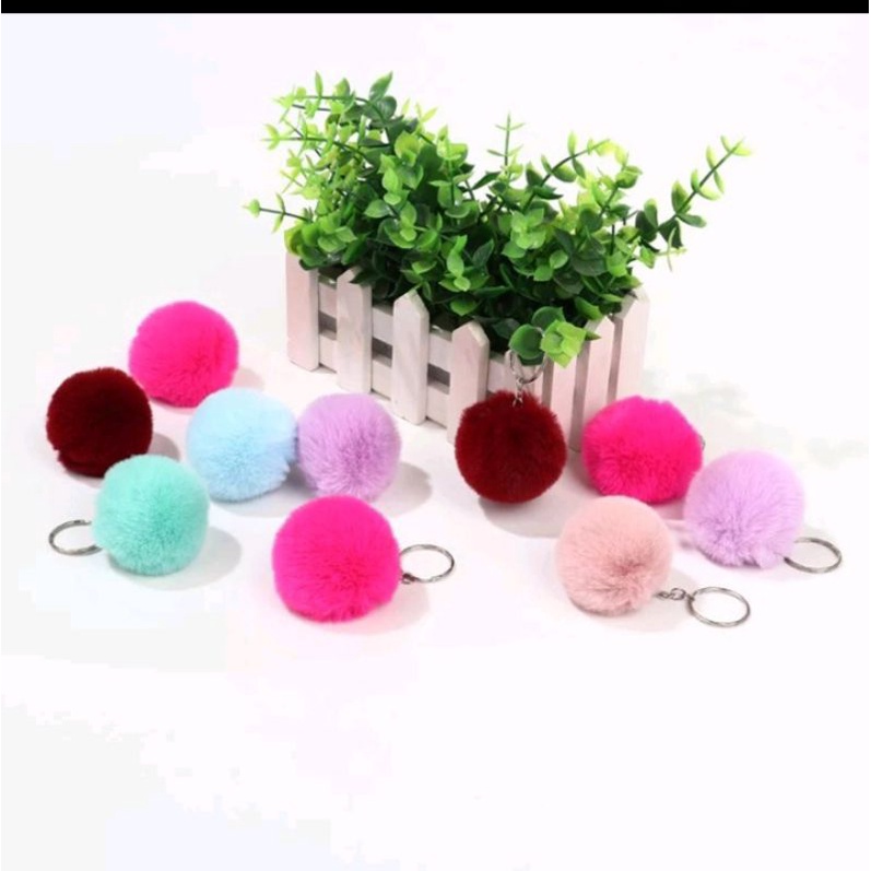 POMPOM - gantungan tas pom pom bulat bulu Murah